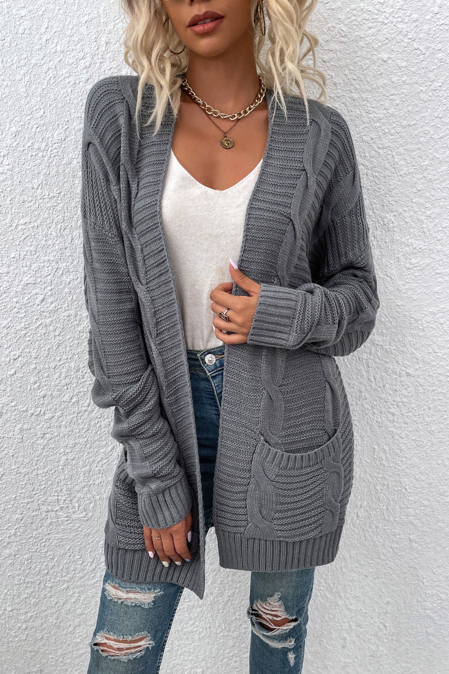 Knitted Cardigan - Grey