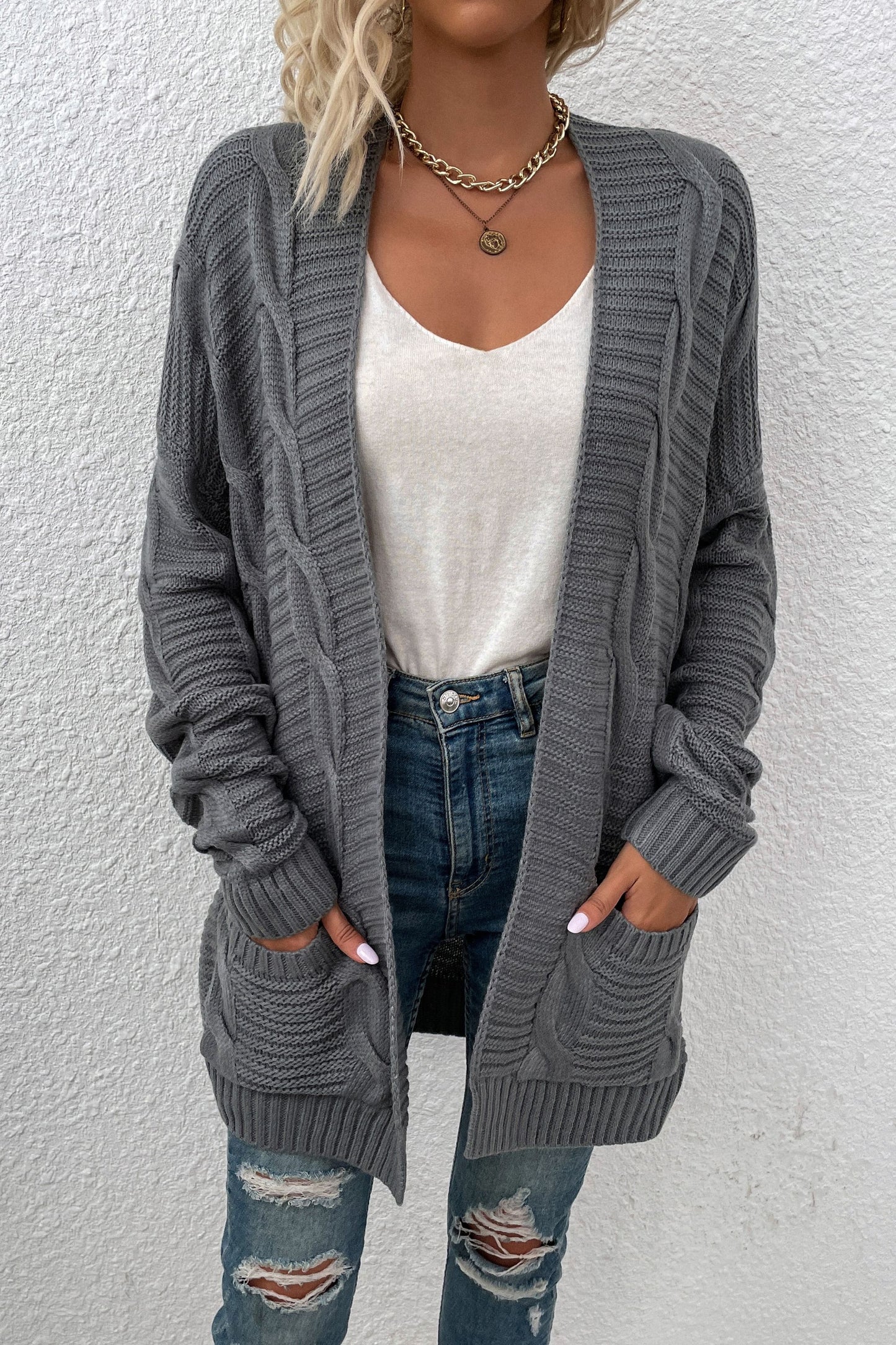 Knitted Cardigan - Grey