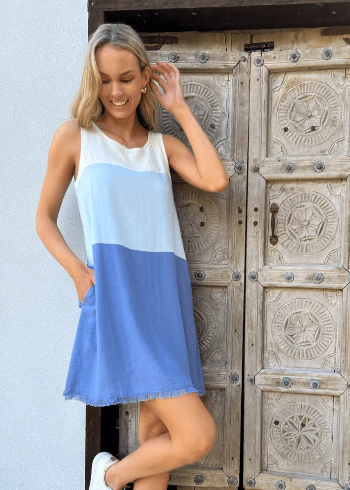 Freya Dress - Blue block