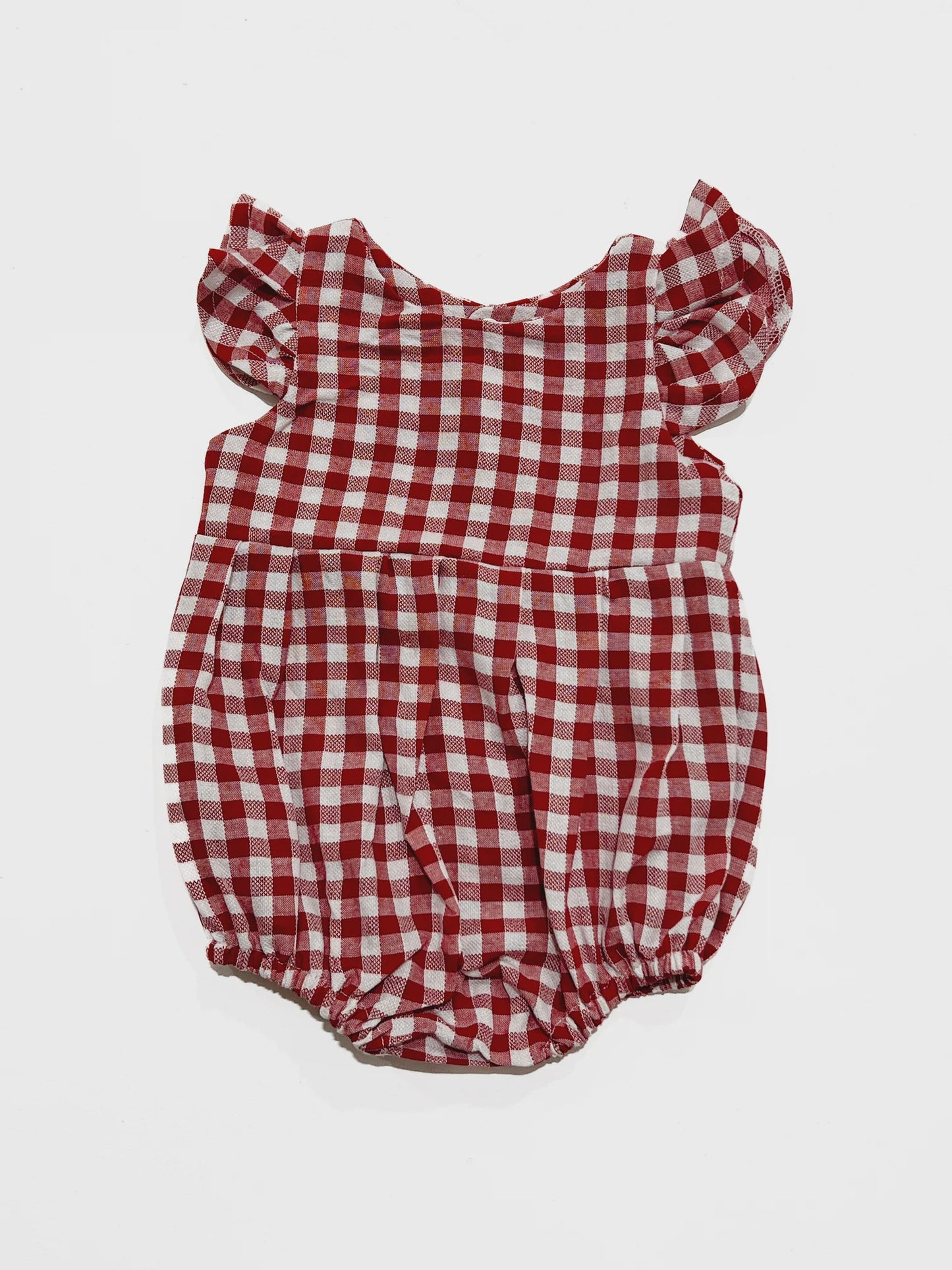 Christmas Frill Sleeve Romper - Gingham