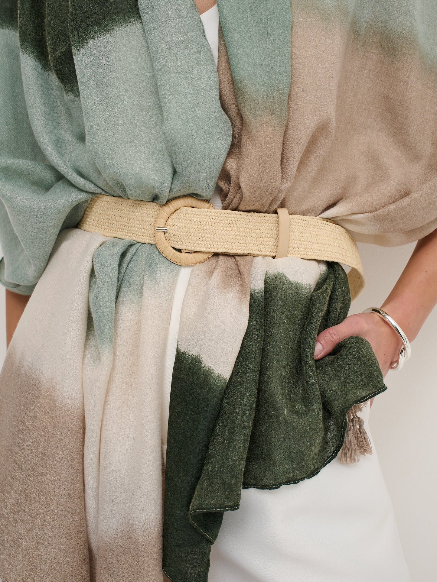 Shelley Round Buckle Straw Belt