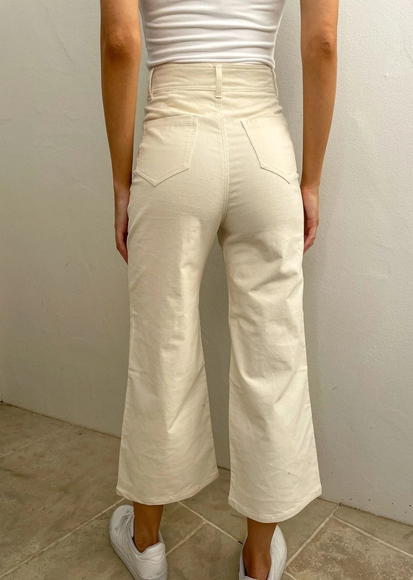 Carissa Wide Leg Cord Pant - Chalk