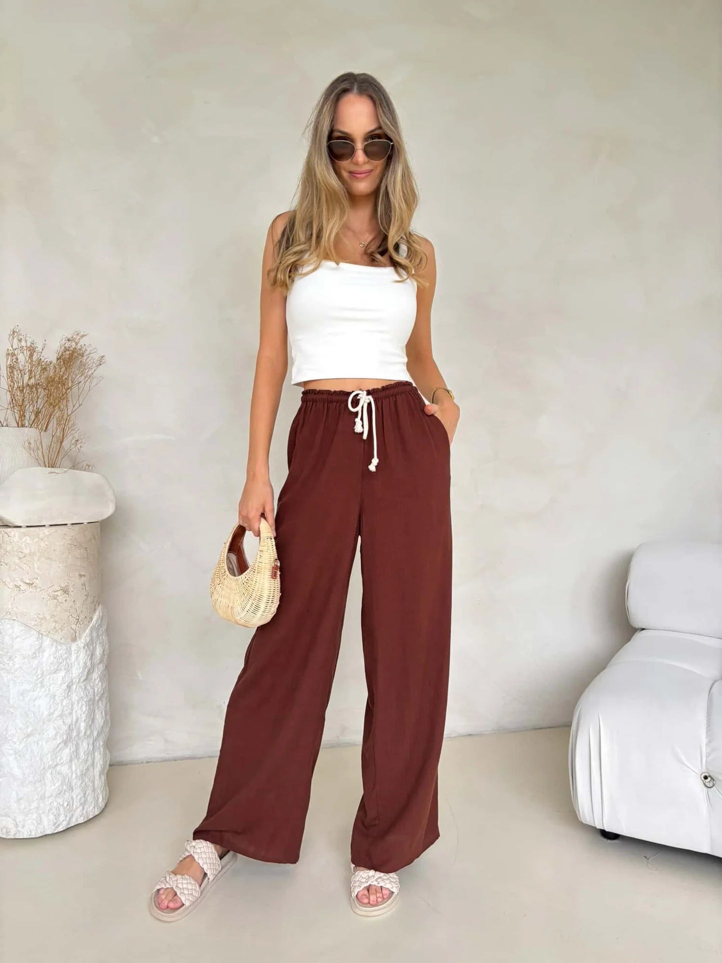 Drawstring Pants - Chestnut