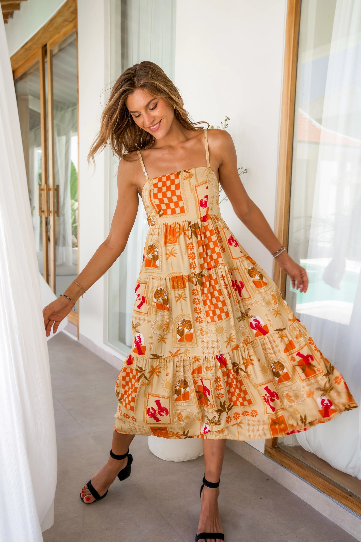 Ellie Midi Dress - Beach Print