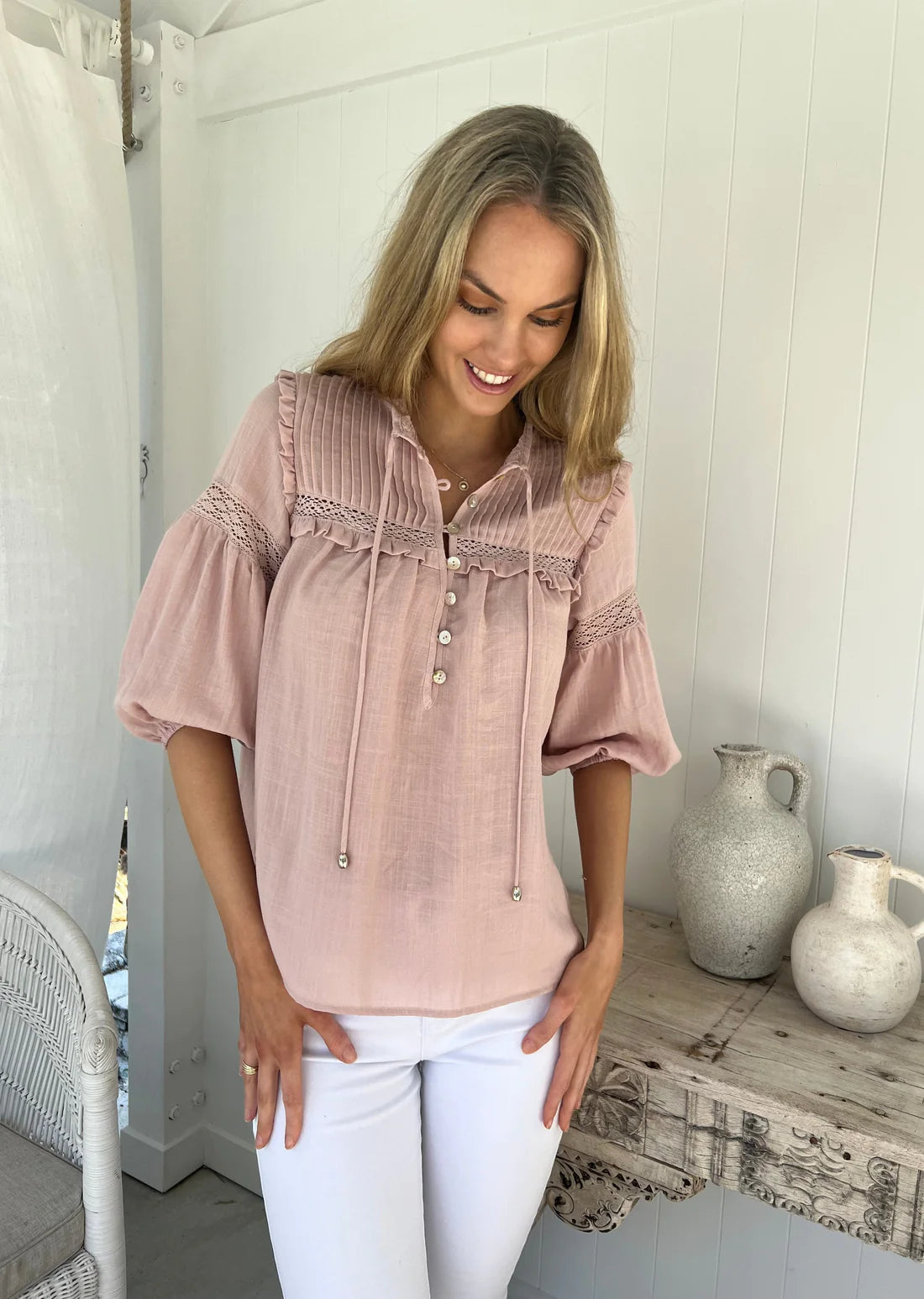 Blush Boho Chic Laced Blouse