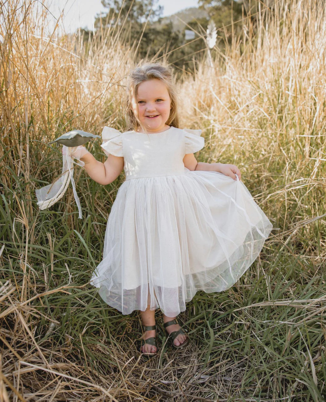 Holly Christmas Dress - Oatmeal Tulle Dress
