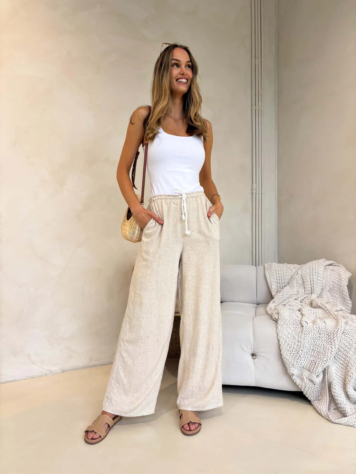 Drawstring Pants - Natural