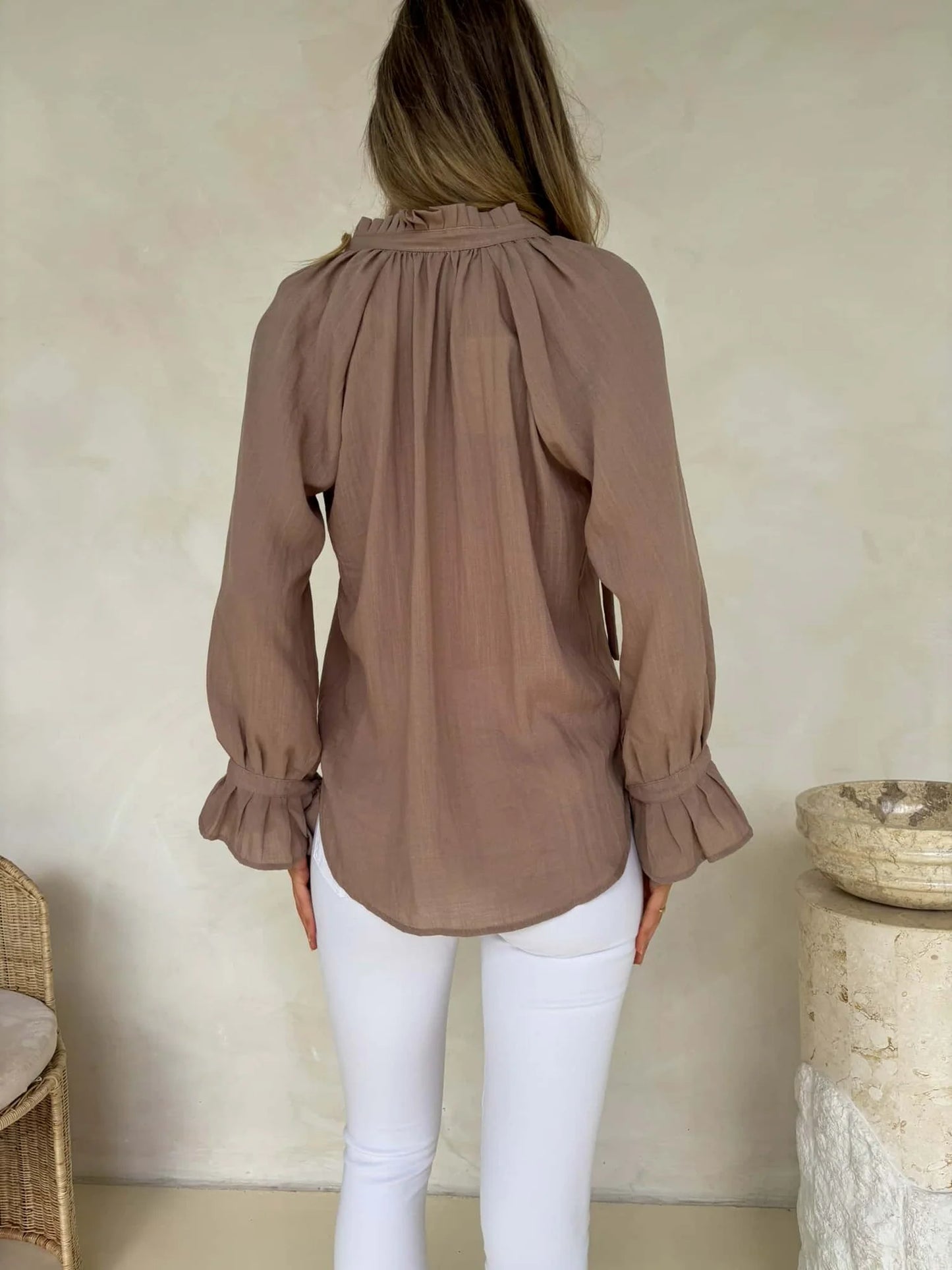 The Palos Blouse - Taupe