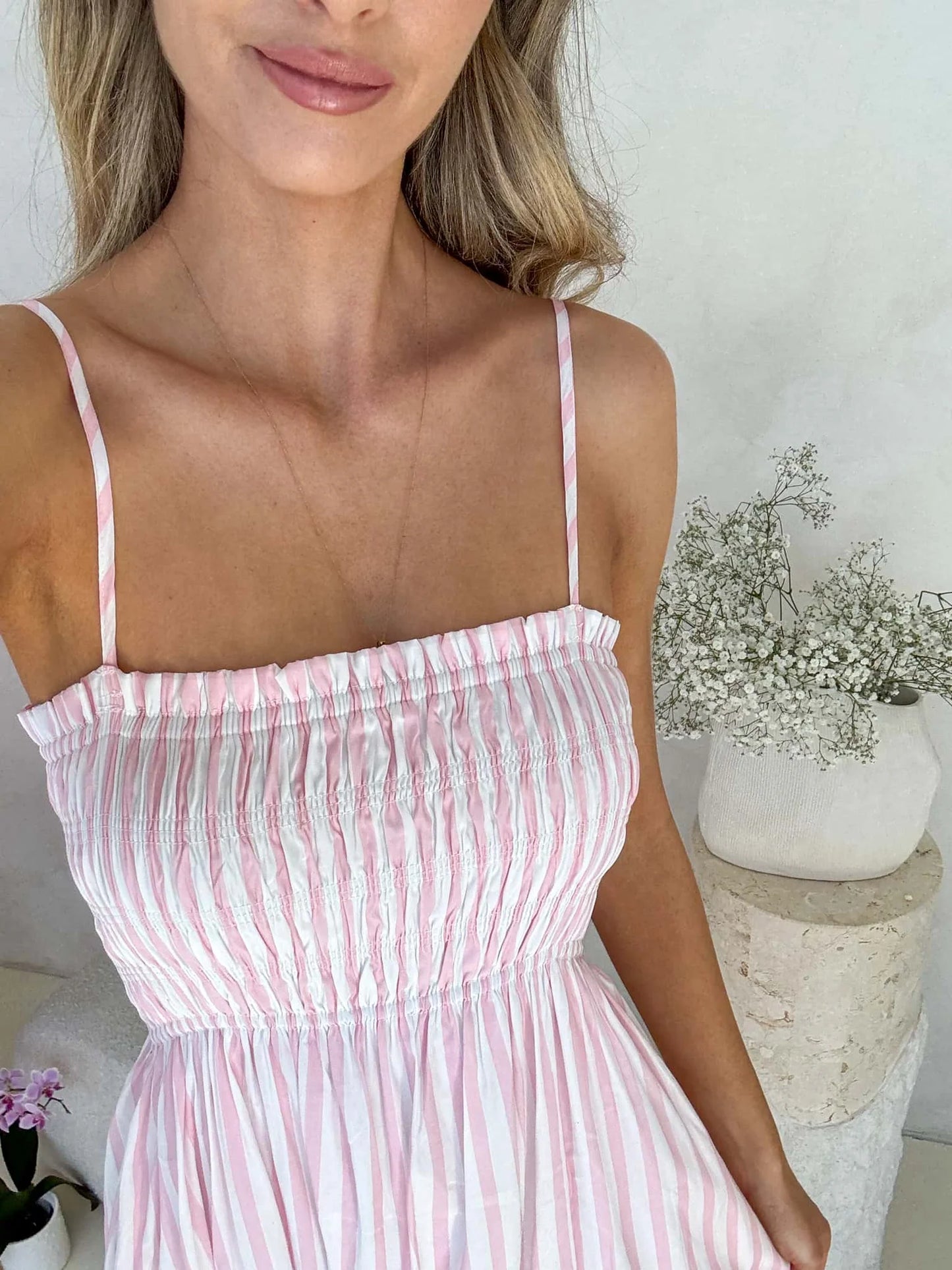 Palm Cove Dress - Pink Stripe