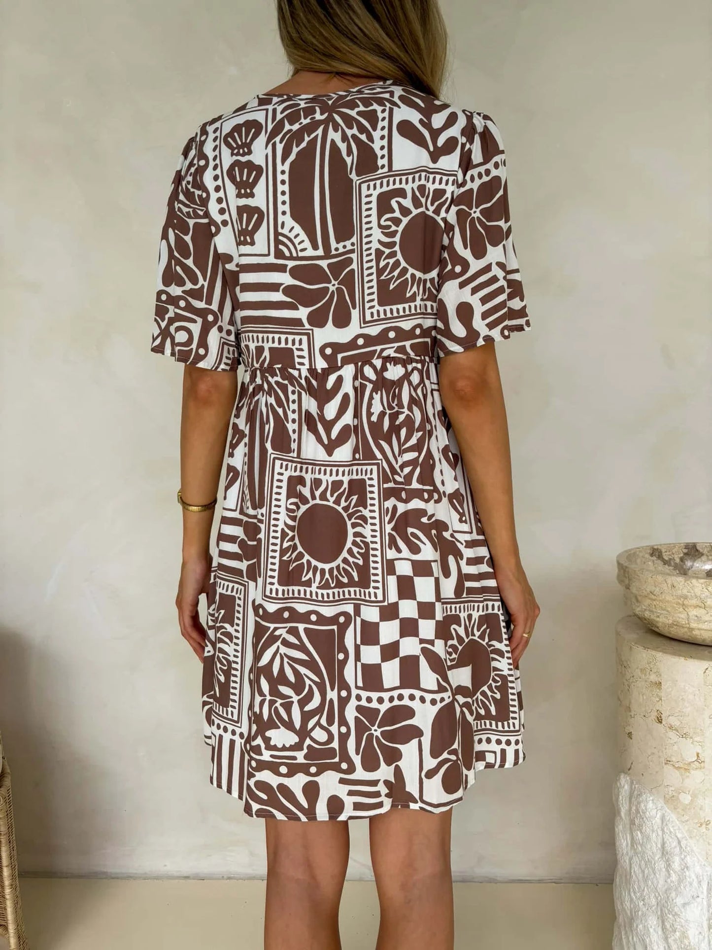 Sienna Dress - Truffle Print