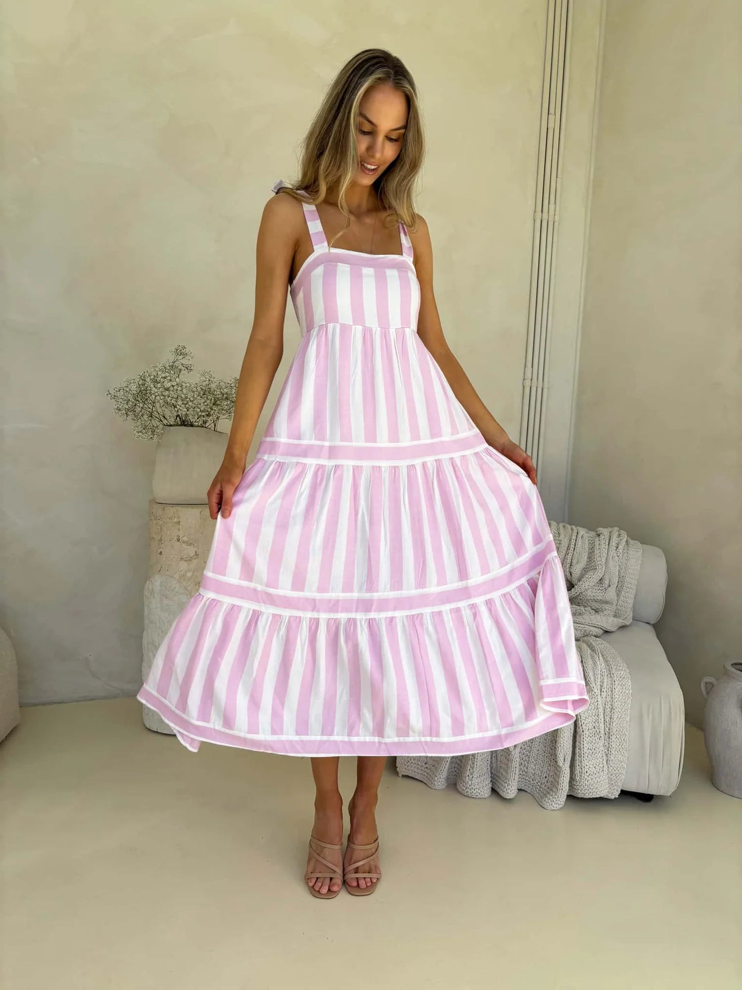 Cleo Stripe Tie Maxi - Light Orchid