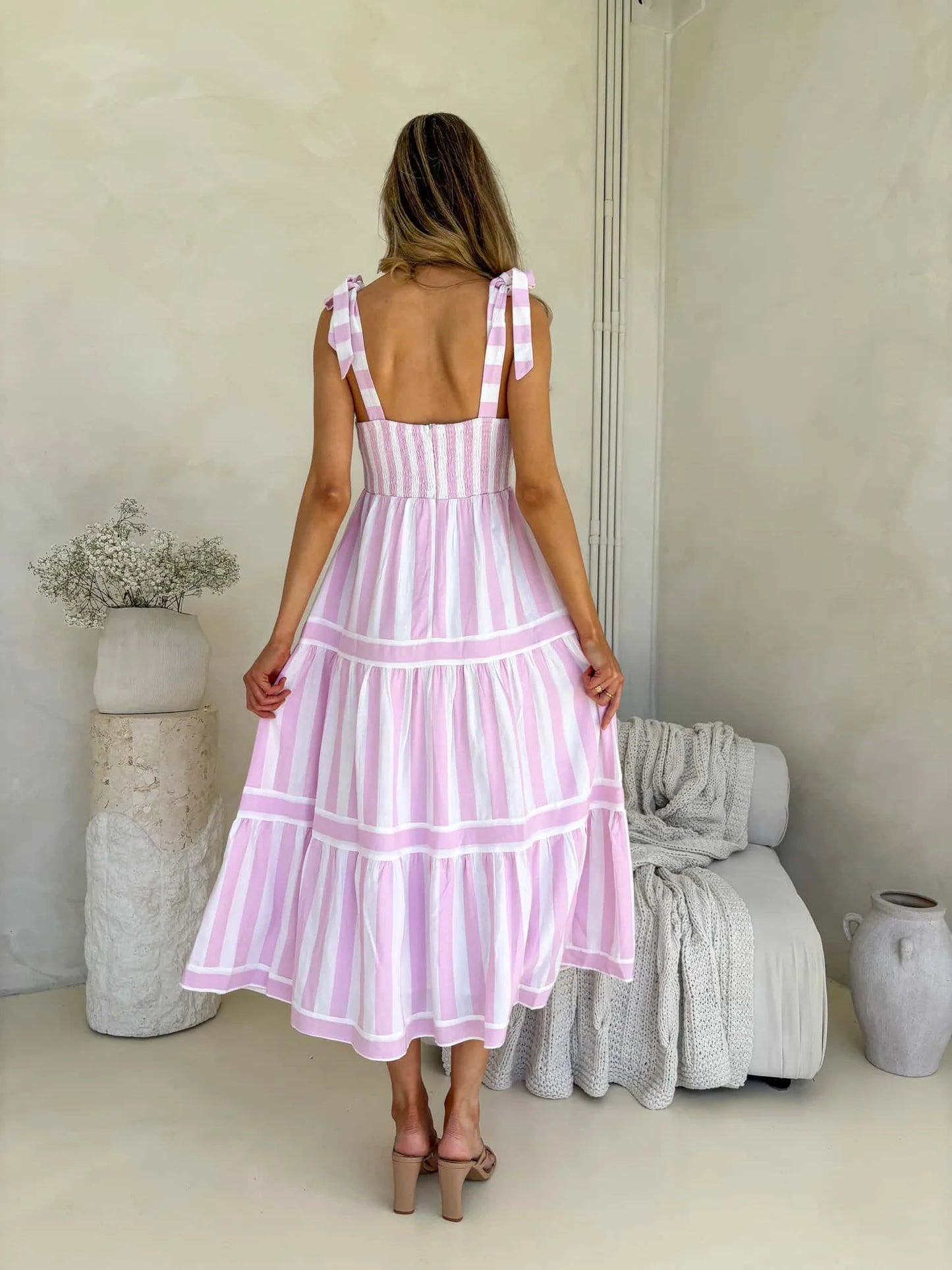 Cleo Stripe Tie Maxi - Light Orchid