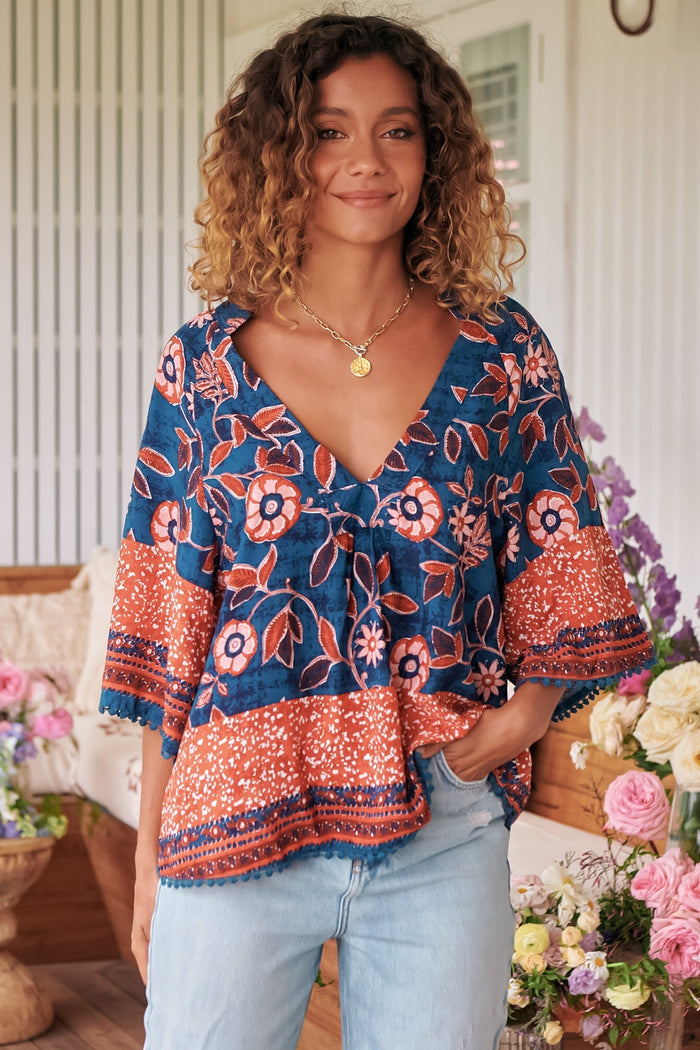 Gabriella Top - Halcyon Print