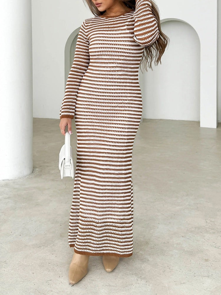 Knit Maxi Dress - Brown