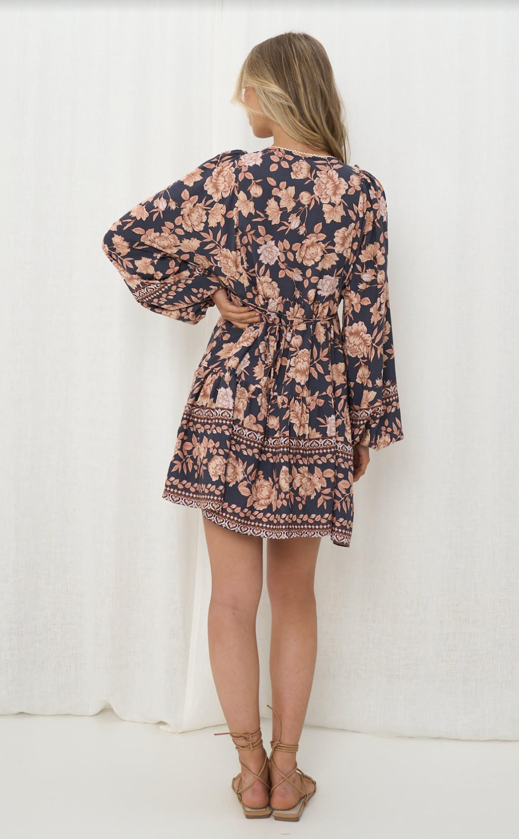 Floral Long Sleeved Mini Dress