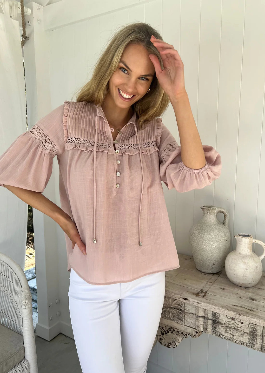 Blush Boho Chic Laced Blouse