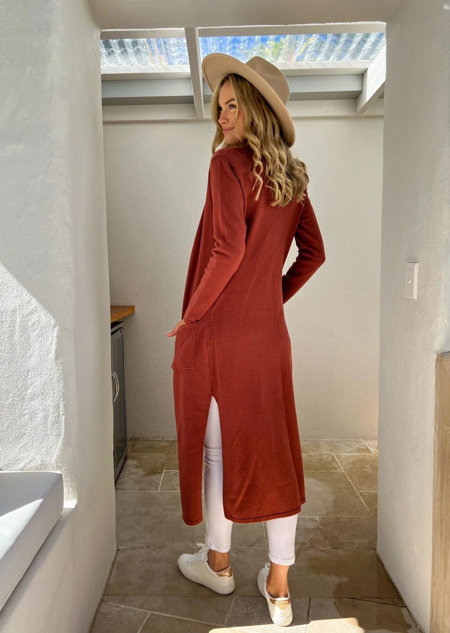 Melrose Long Cardi - Nutmeg