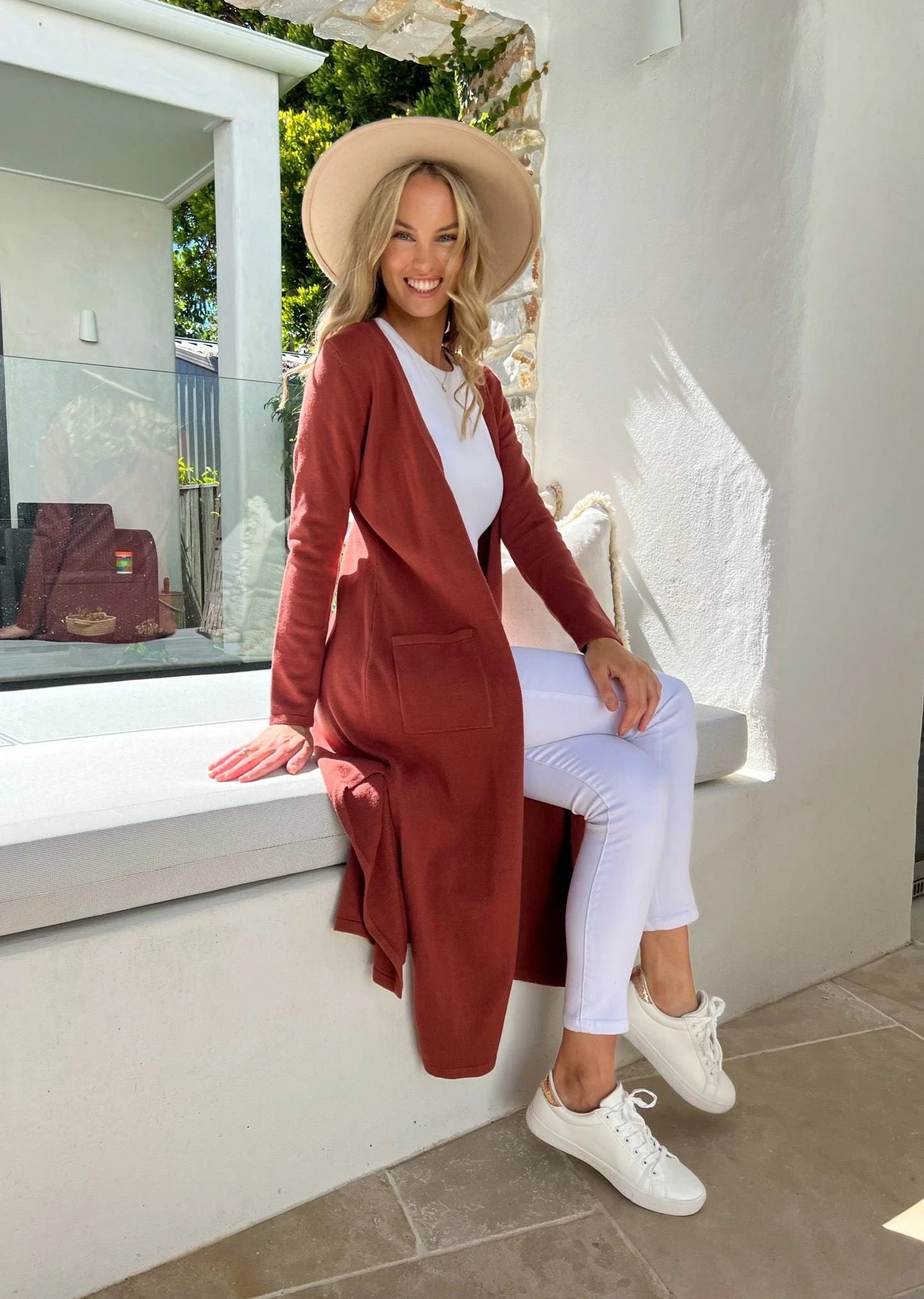 Melrose Long Cardi - Nutmeg