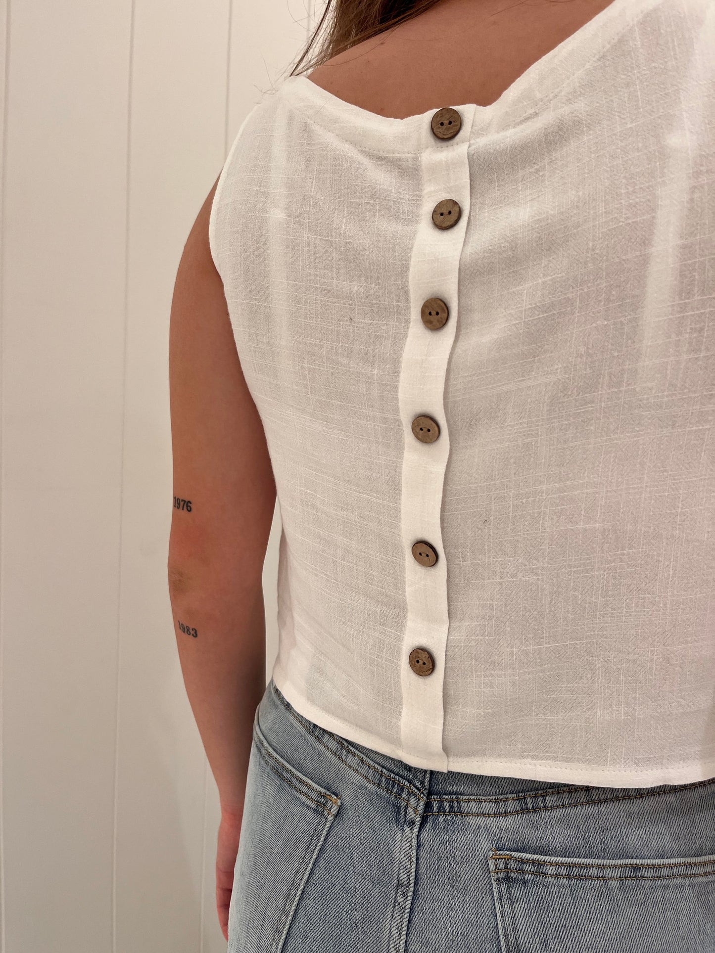 Pammy Linen Top - White