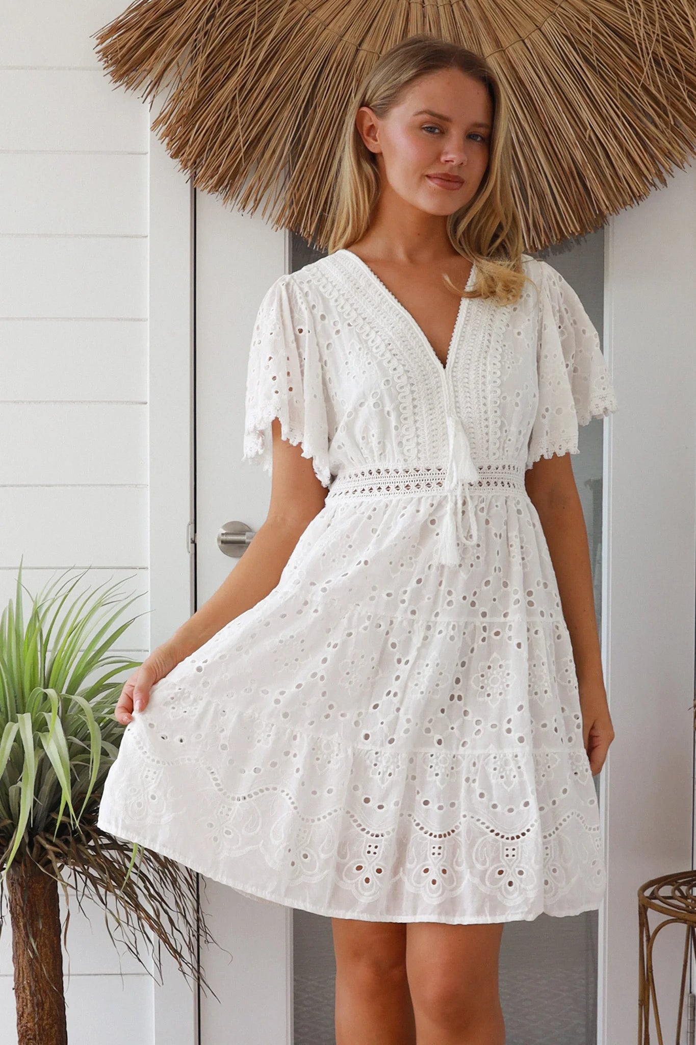 Jessie White Lace Mini Dress