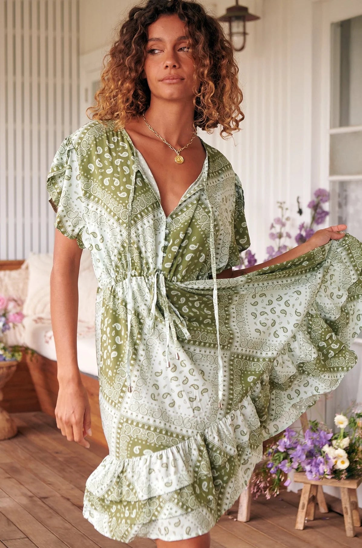 Faithful Dress Thyme Print