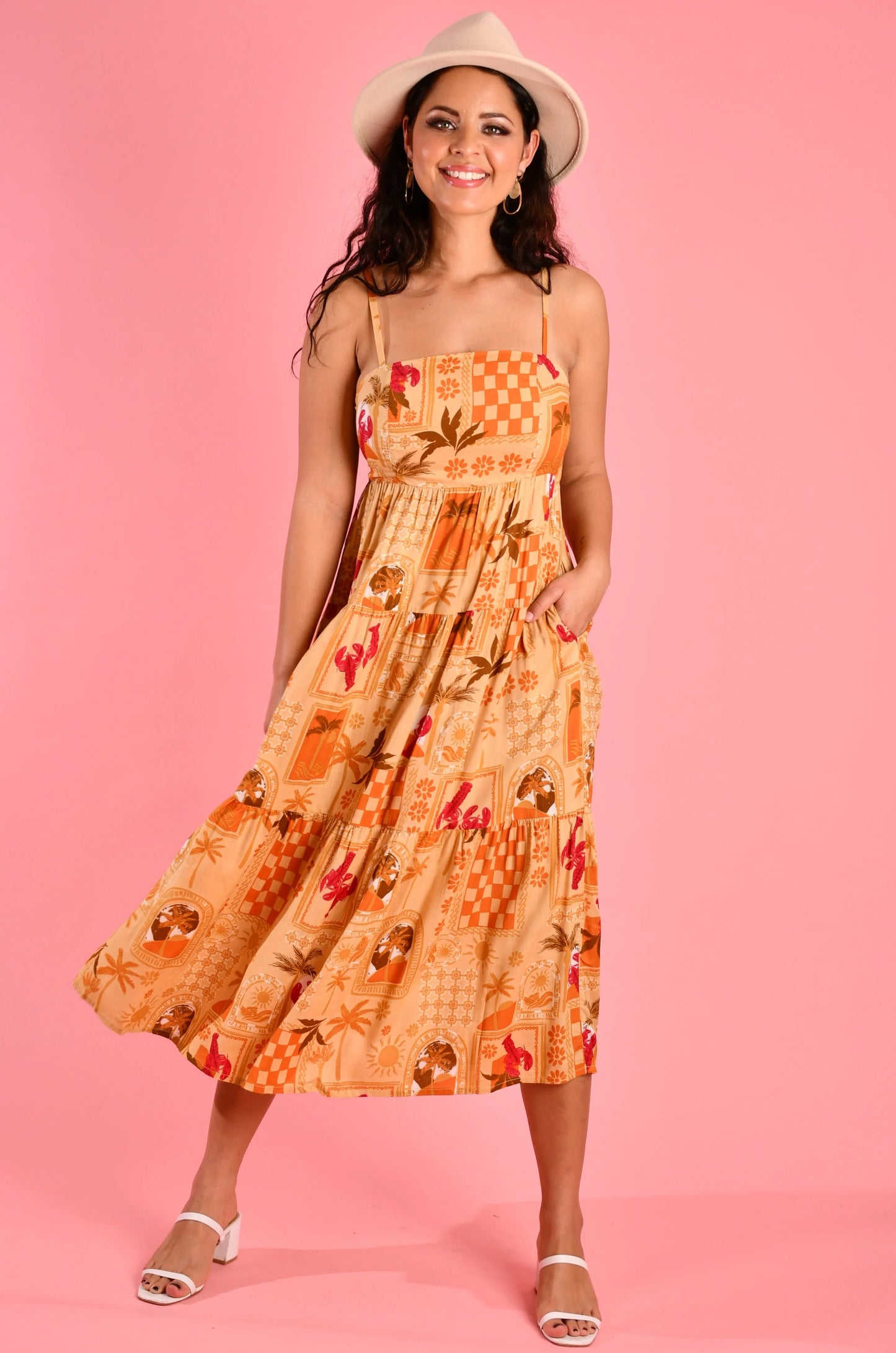 Ellie Midi Dress - Beach Print
