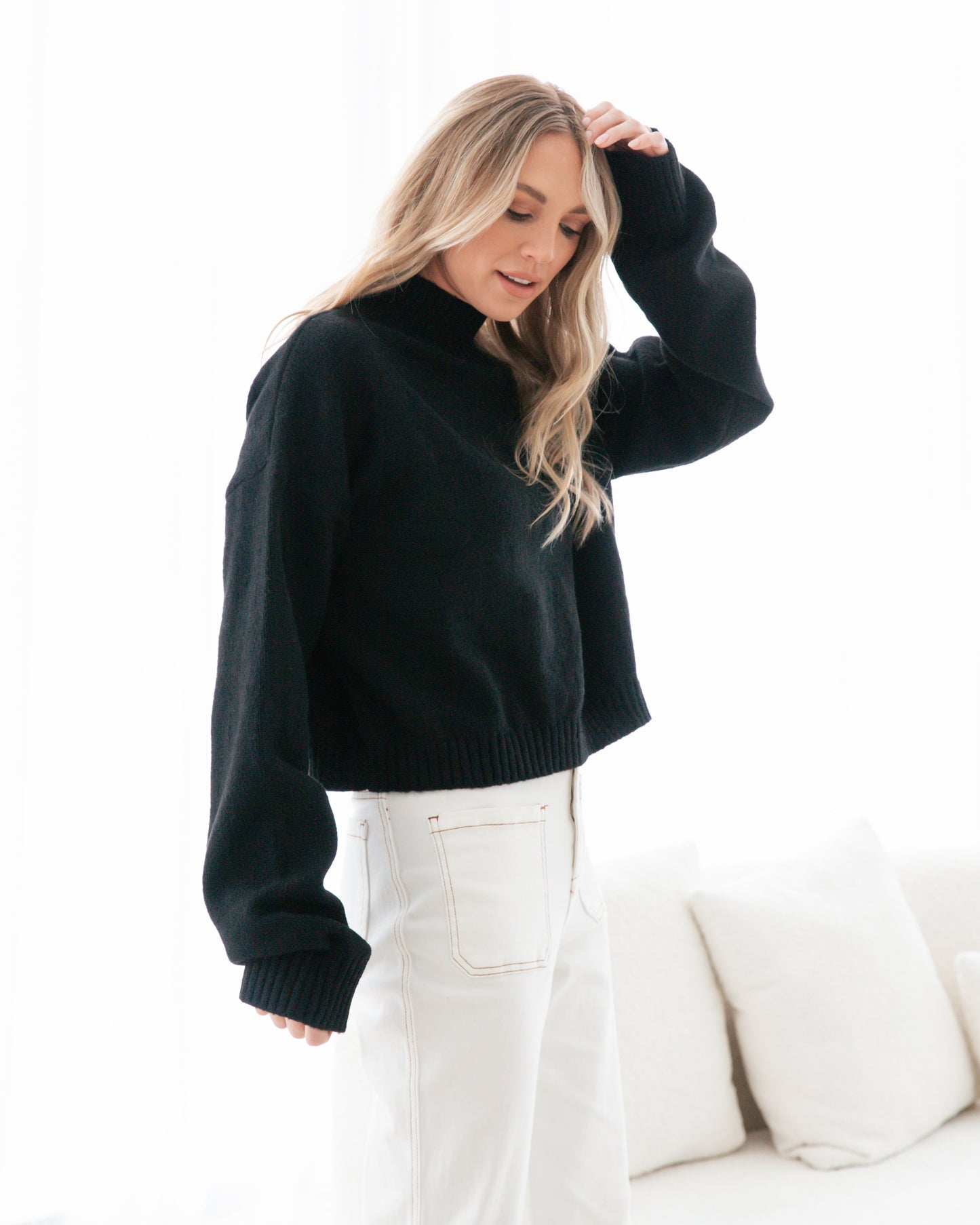 Kaia High Neck Knit - Black