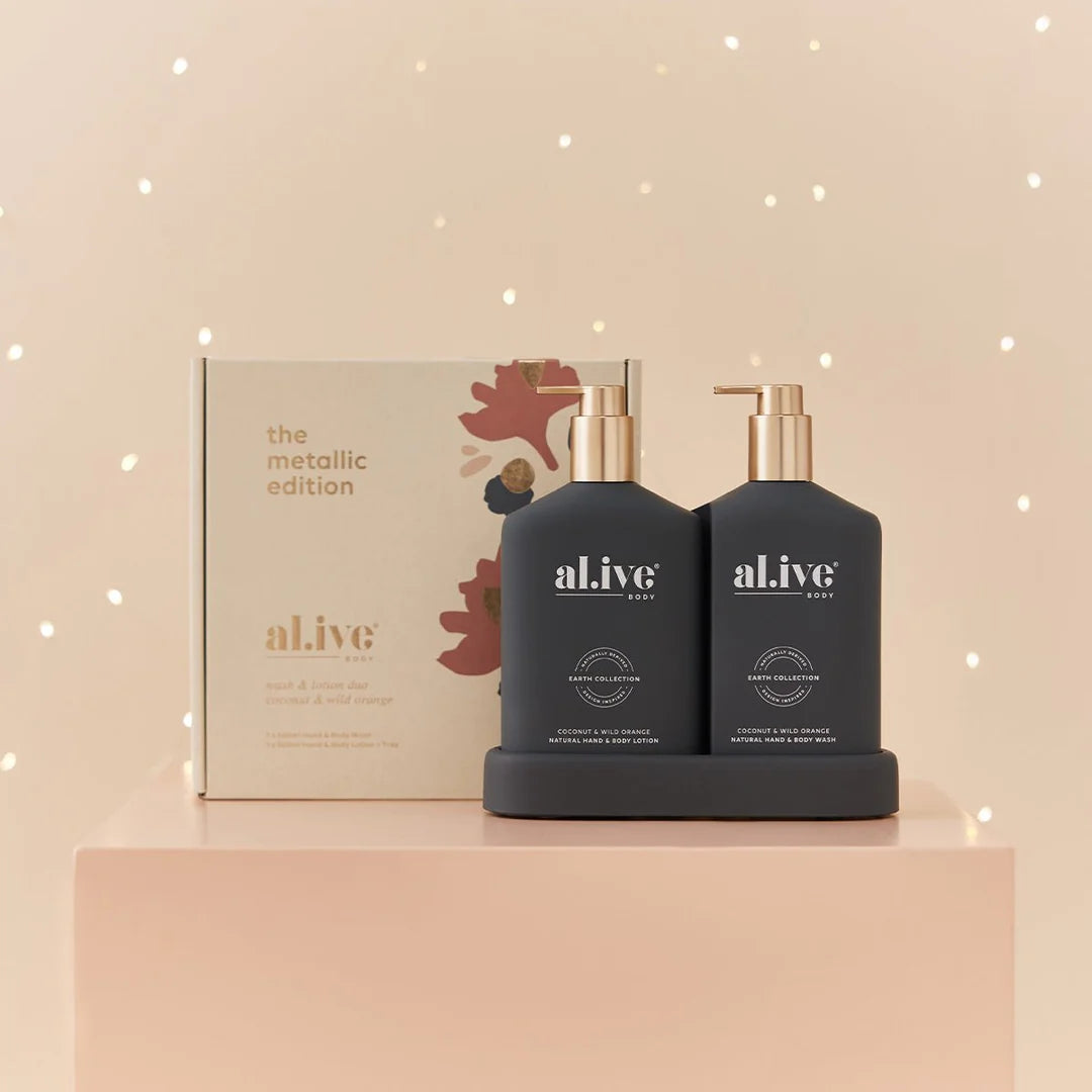 The al.ive body Coconut & Wild Orange Hand & Body Wash/Lotion Duo contains a luxurious blend of naturally derived ingredients, fortified with essential oils and native botanical extracts.