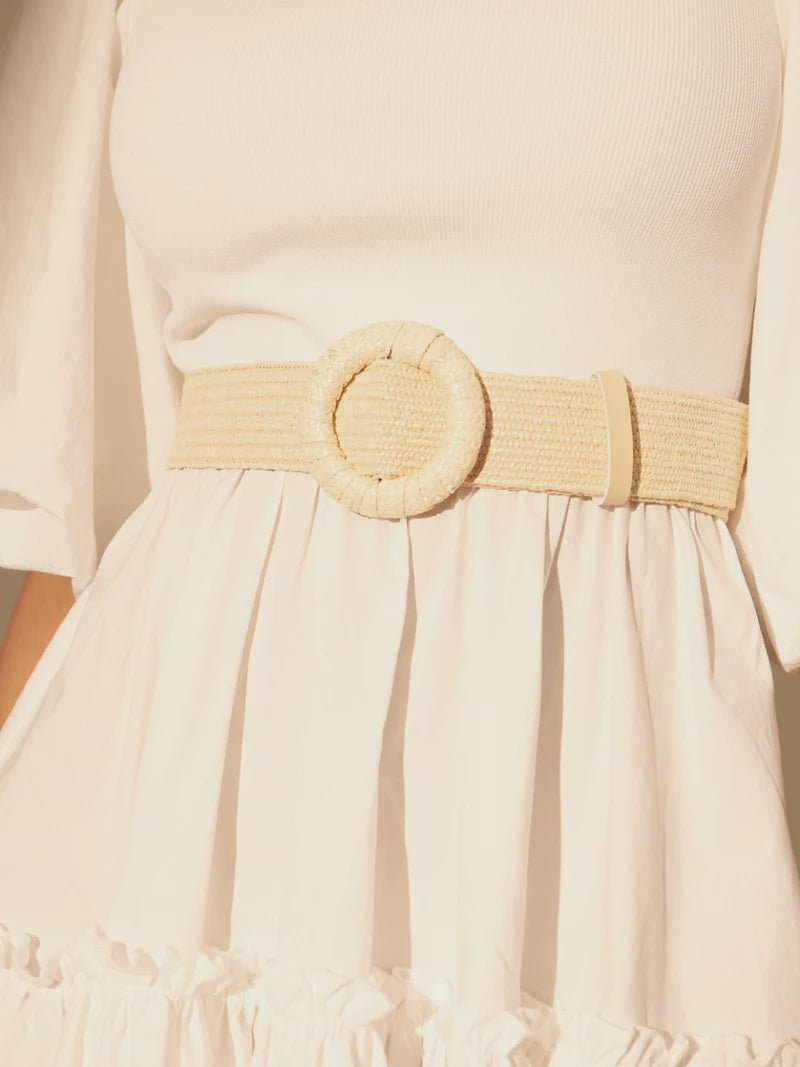 Camine Circle Buckle Straw Belt