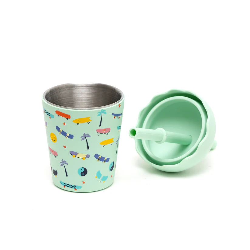 Mini Smoothie Cup & Straw 200ml - Skate Aqua