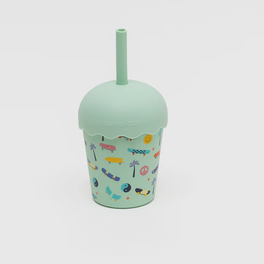 Mini Smoothie Cup & Straw 200ml - Skate Aqua