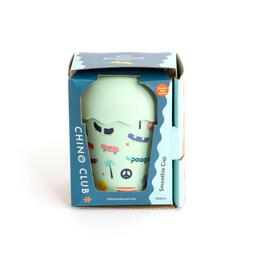 Mini Smoothie Cup & Straw 200ml - Skate Aqua
