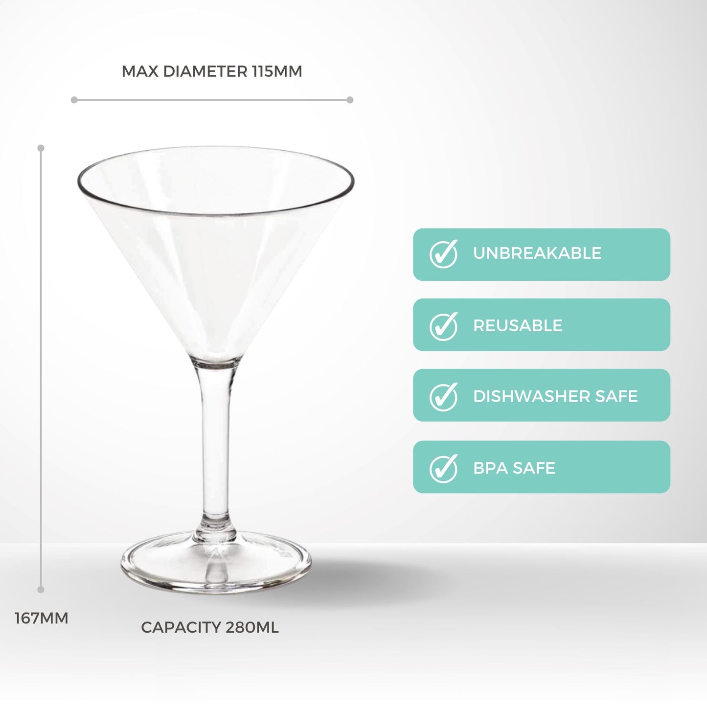 Unbreakable Martini Glass - Set of 4