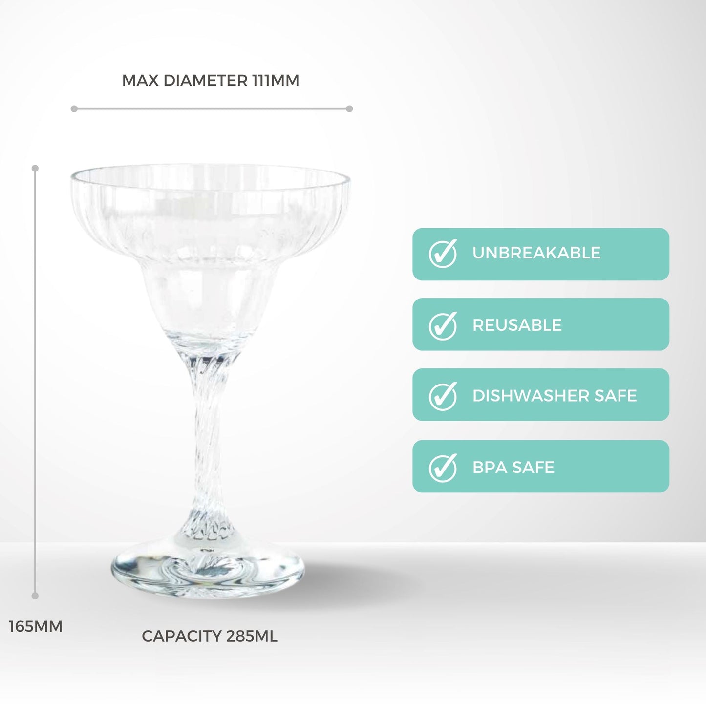 Unbreakable Noble Margarita Glass 285ml - Set of 4