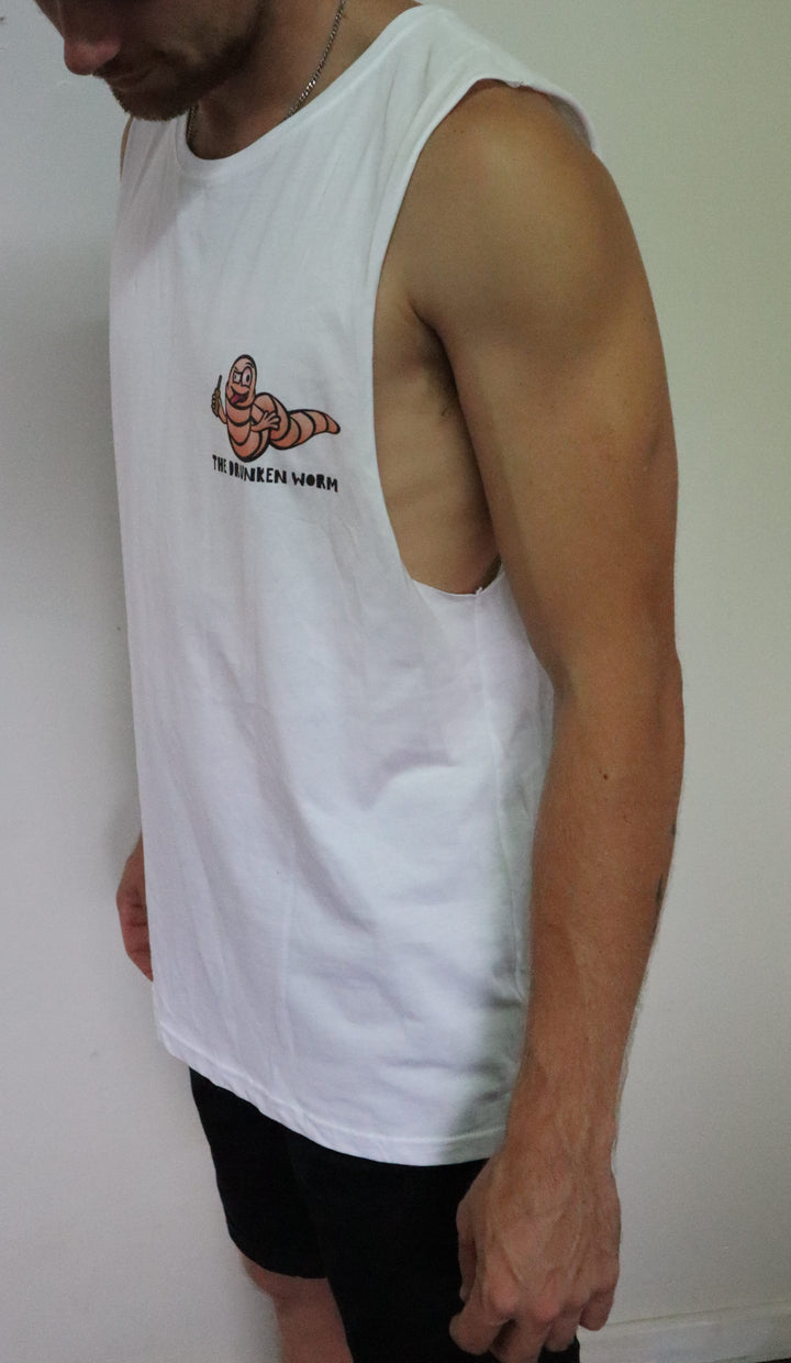 Drunken Muscle Tank - White