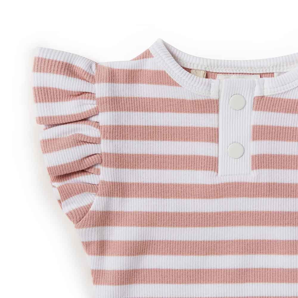 Rose Stripe Short Sleeve Bodysuit