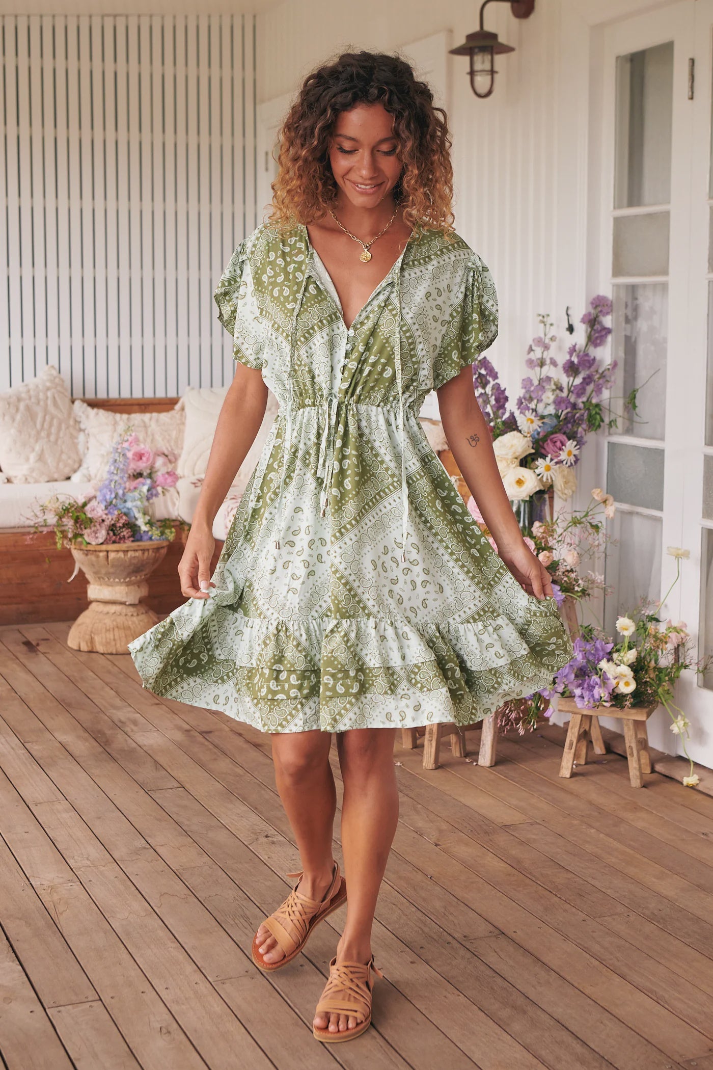 Faithful Dress Thyme Print