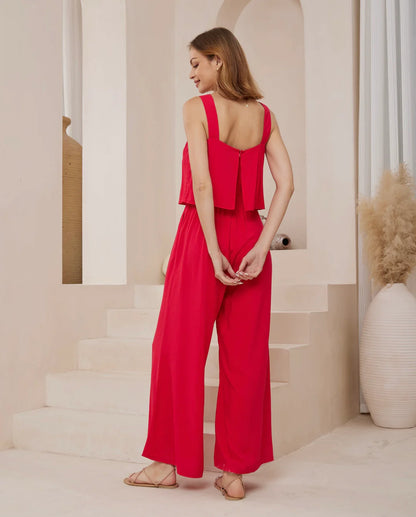 Angelina Jumpsuit - Cherry Red