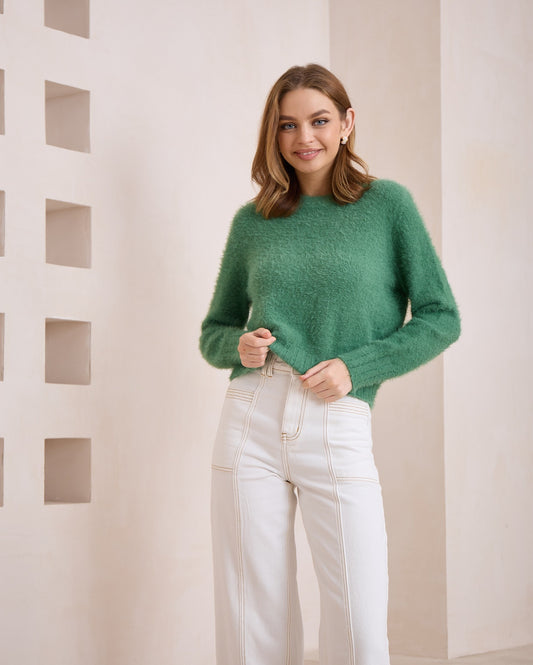 Kiara Fluffy Sweater - Green
