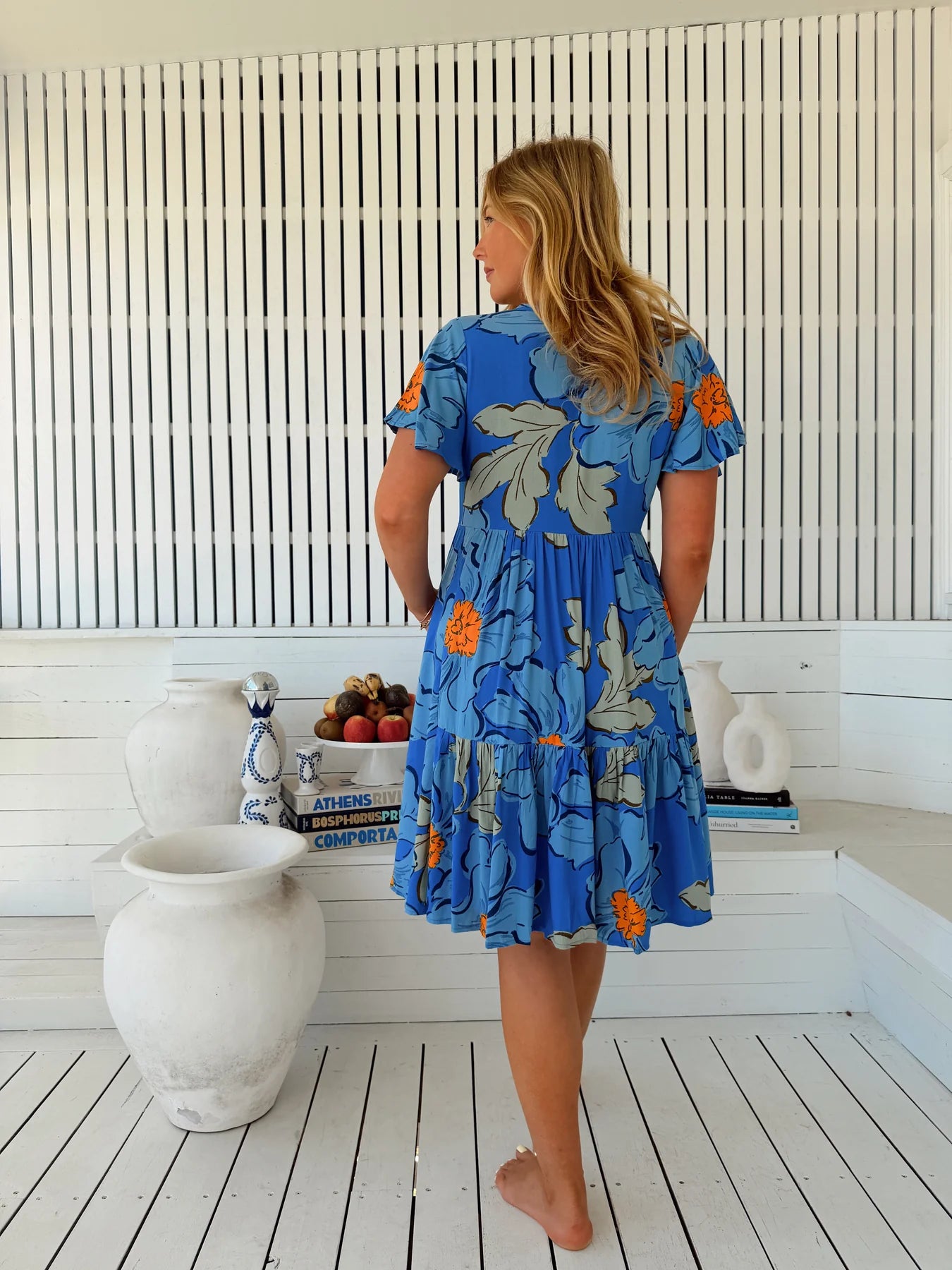 Rhys Mini Dress - Blue Bell Print