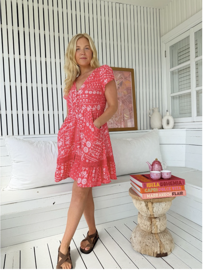 Carmen Mini Dress - Hibisca Print
