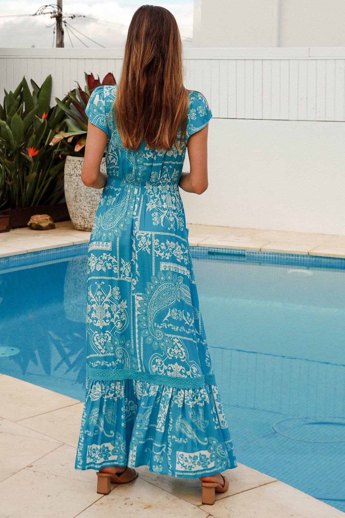 Jade Maxi Dress - Paisley Blue Print