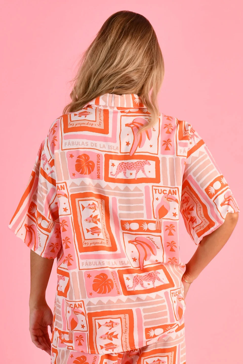 The Tropical Shirt Top - Tango Pink