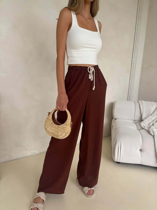 Drawstring Pants - Chestnut