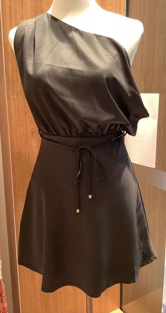 Avril Mini Satin Dress - Black