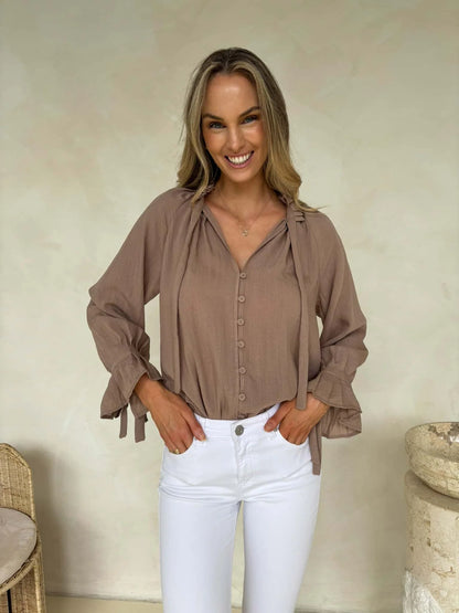The Palos Blouse - Taupe