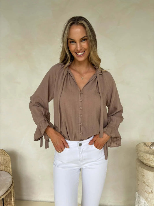 The Palos Blouse - Taupe