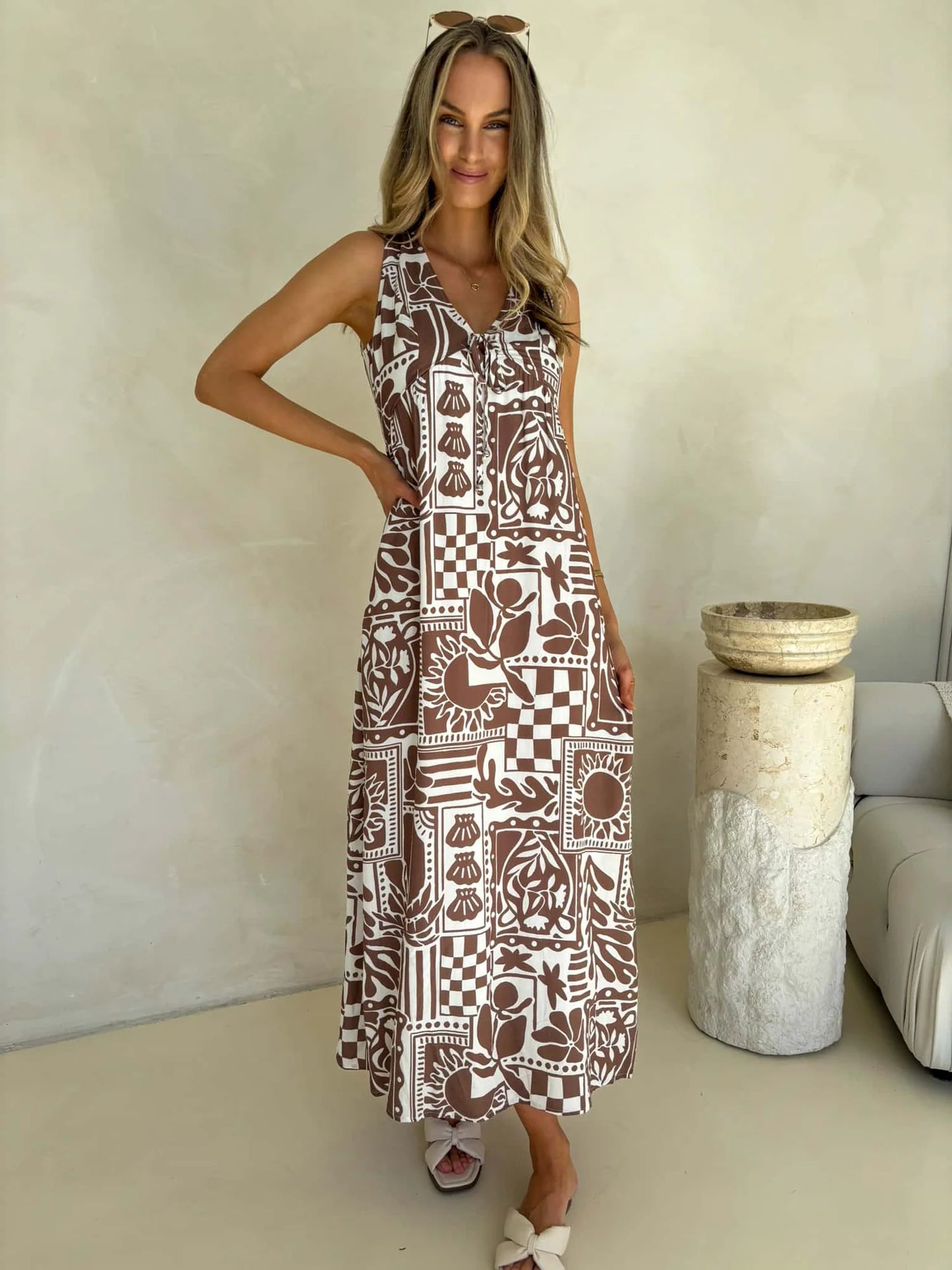 Peyton Dress - Truffle Print