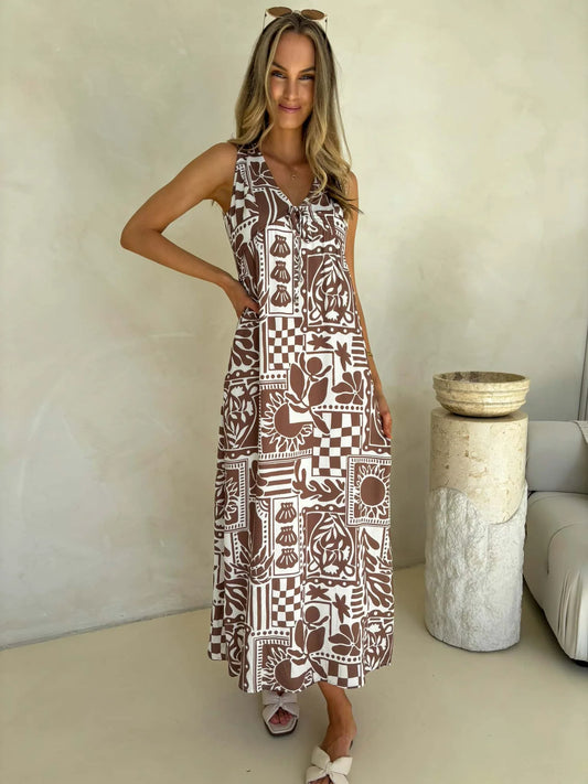 Peyton Dress - Truffle Print