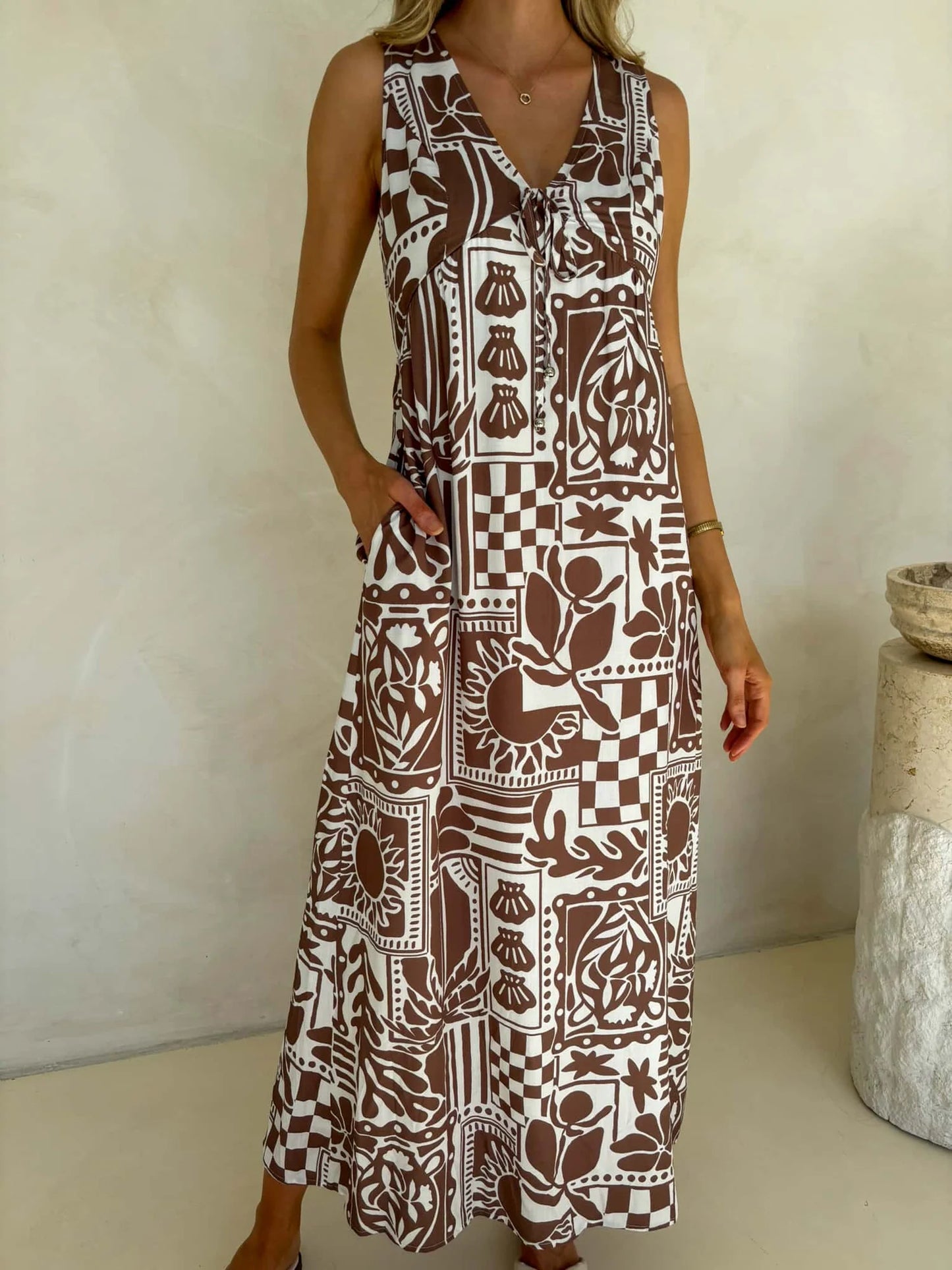 Peyton Dress - Truffle Print
